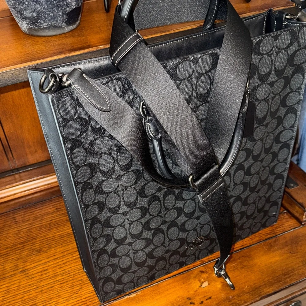 Coach Black/Dark Gray Signature Men's Laptop bag